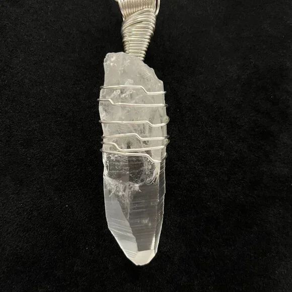 Natural XL Optical Lemurian Quartz Pendant*DEEP LINES* (Reiki Infused)